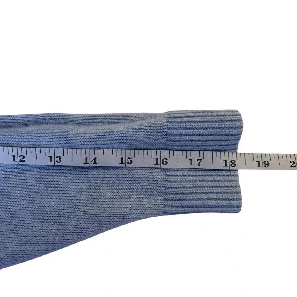 Talbots Double V-Neck Tie Back Sweater Light Blue Small Petite Preppy Coquette‎